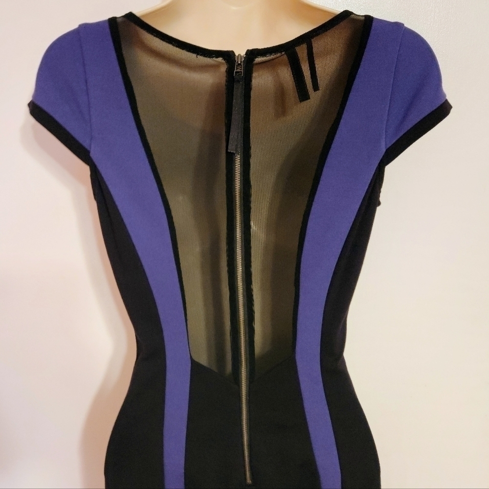 Guess Color Block Bodycon Mini Dress Black Purple… - image 5